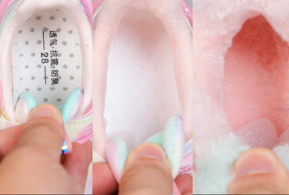 Disney Girls' Casual Shoes Led Lights Mesh Breathable Children's Sports  Princess Elsa Pink Purple Shoes Sneakers Size 22-37