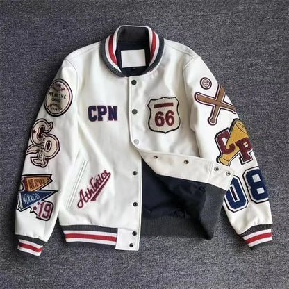 Streetwear Men Bomber Varsity Jackets Embroidery Pu Leather Jacket Baseball Motorcycle Coat Outerwear Winter Men Clothing Unisex