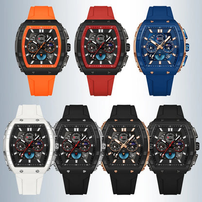 OFNS Fashion Quartz Watches for Man Luminous Waterproof Chronograph Calendar Silicone Strap Outdoor Luxury Sports Men Watch