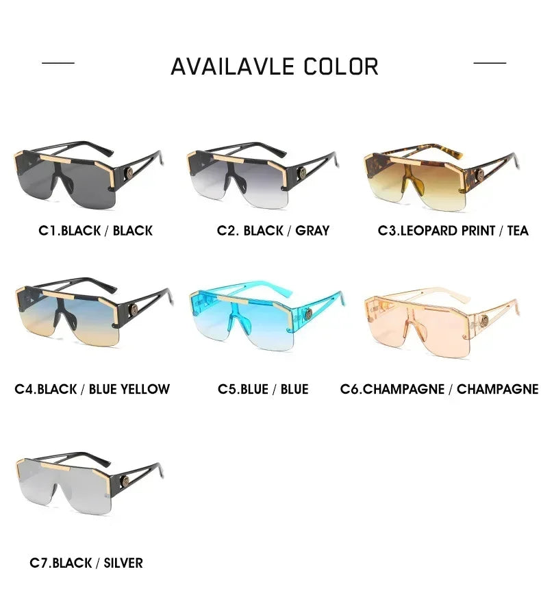 2025 Luxury Big Square Sunglasses Women Brand Designer Retro Blue Sun Glasses For Female Oversized Black Shades Oculos UV400