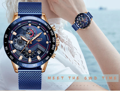 LIGE New Rose Gold Women Watch Top Brand Luxury Watch Women Quartz Sport Women's Bracelet Watches Waterproof Relogios Feminino