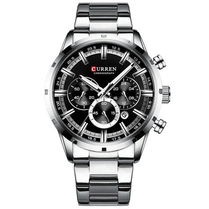 CURREN 8355 Top Brand Luxury Sports Quartz Mens Watches Full Steel Waterproof Chronograph Wristwatch Men Relogio Masculino