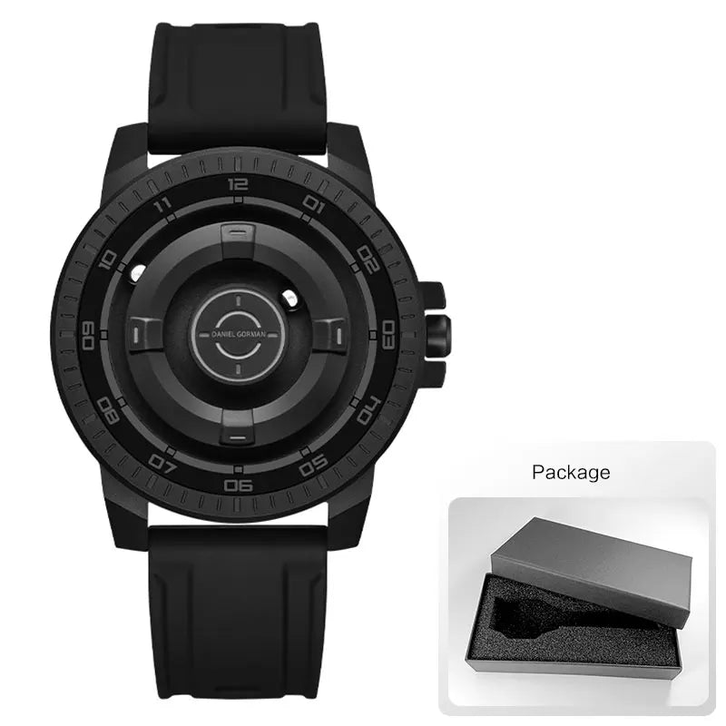 DANIEL GORMAN Magnetic Driven Watch Fashion Waterproof Quartz Watch with Black Silicone Strap Copper Case Beads Pointers DG0221