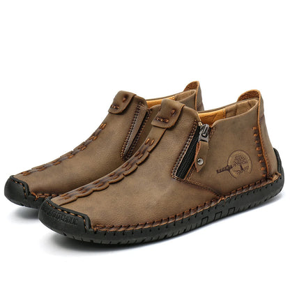 2025 New Men's Handmade Leather Loafers Boots Fashion Ethnic Style Casual Shoes Comfortable Lightweight Breathable Mens Boots