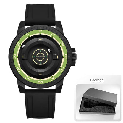 DANIEL GORMAN Magnetic Driven Watch Men Black Waterproof Stainless Steel Beads Quartz Watch with Silicone Strap DG0221 Green