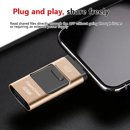 3-in-1 2TB Mobile Phone Usb Flash Drive 64g Push-pull Suitable For Apple Usb Flash Drive Large Capacity Android Computer Gift