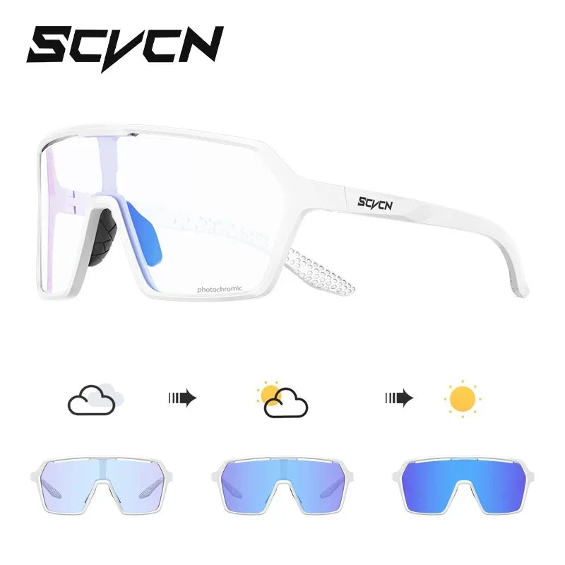 Scvcn Color Photochromic Sunglasses Cycling Glasses Sports for Men Mountain Bike Road Bicycle Fashion Eyewear Goggles UV400 MTB