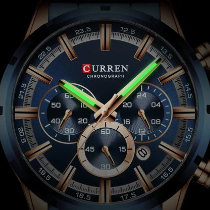 CURREN 8355 Top Brand Luxury Sports Quartz Mens Watches Full Steel Waterproof Chronograph Wristwatch Men Relogio Masculino