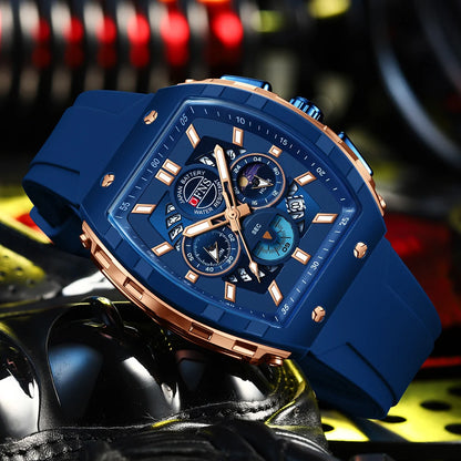 OFNS Fashion Quartz Watches for Man Luminous Waterproof Chronograph Calendar Silicone Strap Outdoor Luxury Sports Men Watch