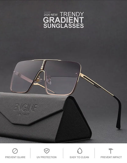 Fashion Oversized Square Sunglasses For Men Big Frame 2025 Luxury Brand Design Metal Frame Sun Glasses Man Retro Shades Eyewear