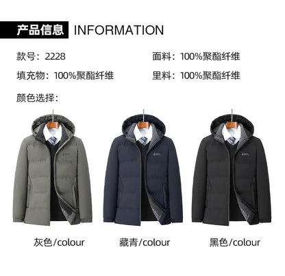 Autumn Fashion Hooded Slim Fit Casual Casual Parkas Men Fashion Men Winter New Warm Thick Windproof Parkas Jackets Coat Men