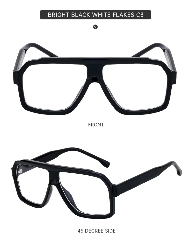 Classic Oversized Square Sunglasses Men 2024 Luxury Brand Trendy Metal Big Frame Goggles Eyewear Stylish Sun Glasses For Ladies