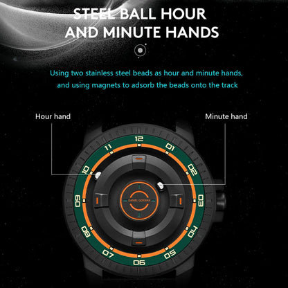 DANIEL GORMAN Magnetic Driven Watch Fashion Waterproof Quartz Watch with Black Silicone Strap Copper Case Beads Pointers DG0221