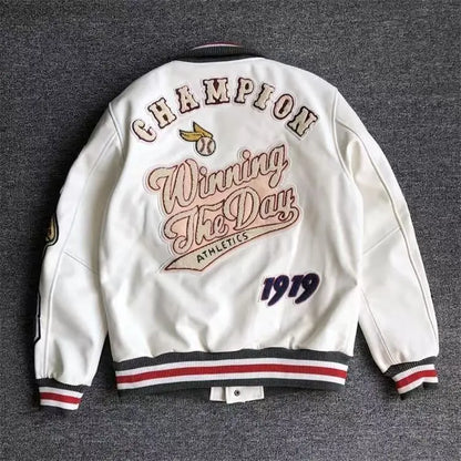 Streetwear Men Bomber Varsity Jackets Embroidery Pu Leather Jacket Baseball Motorcycle Coat Outerwear Winter Men Clothing Unisex