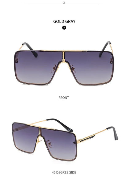 Fashion Oversized Square Sunglasses For Men Big Frame 2025 Luxury Brand Design Metal Frame Sun Glasses Man Retro Shades Eyewear