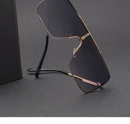 Fashion Oversized Square Sunglasses For Men Big Frame 2025 Luxury Brand Design Metal Frame Sun Glasses Man Retro Shades Eyewear
