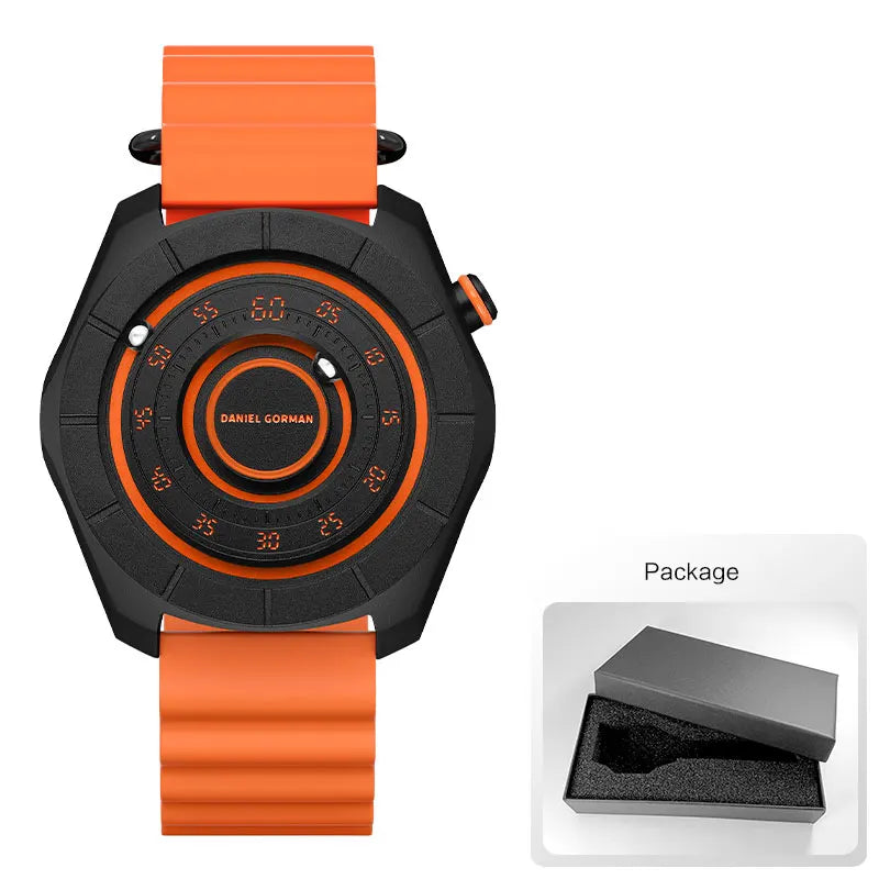 DANIEL GORMAN Magnetic Bead Pointers Quartz Watch for Men Military Sport Waterproof Luminous Wristwatch with Red Strap DG0788