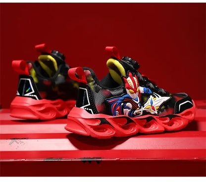 Boys Girls Sneakers Boots LED Footwear Luminous For Kids Light Button Lock Laces Shoes Cartoon Children's Baby Kids