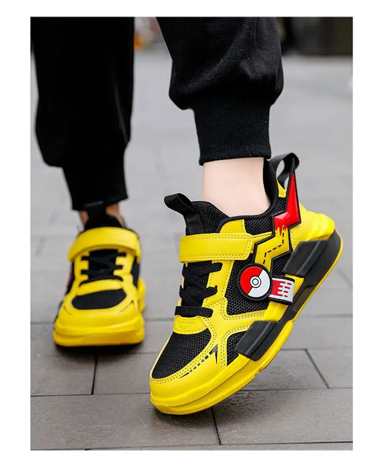 Pokemon Pikachu Children Sports Shoes Spring and autumn Fashion Anime Boy Sneakers Student Breathable Non-slip Running Shoe