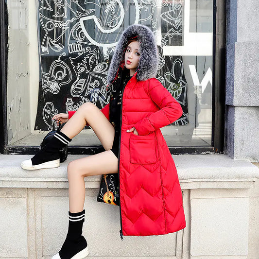 Reversible Cotton-Padded Jacket with Hood and Fur Collar
