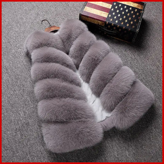 Mid-Length Faux Fur Vest Jacket