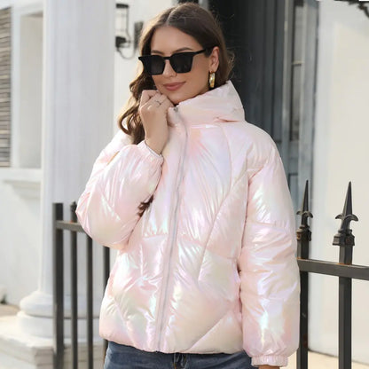 New Korean Style Women's Down Jacket with Fur Collar